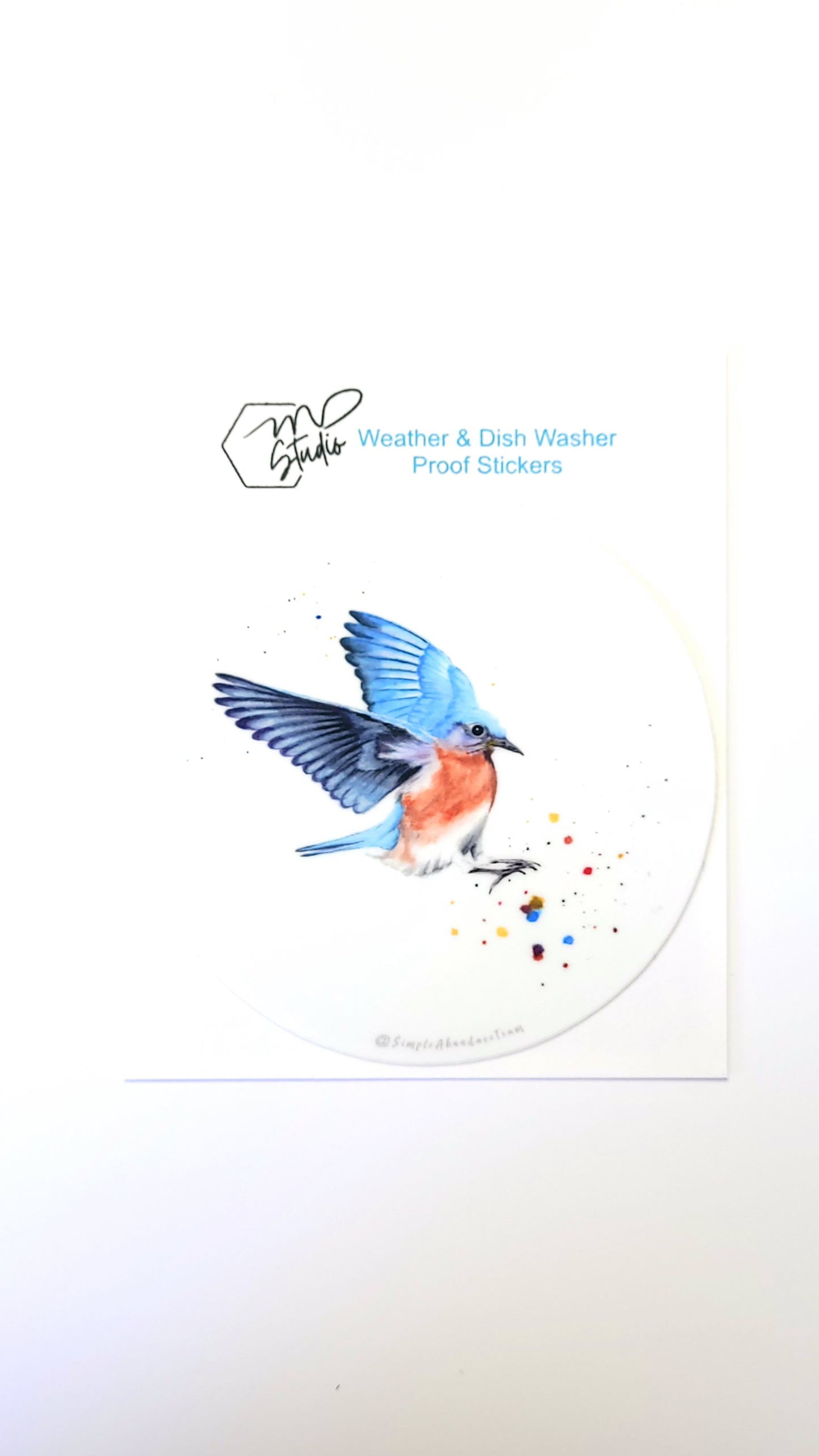 "Make a Splash" Weather Proof Bird Sticker 75mm Circle