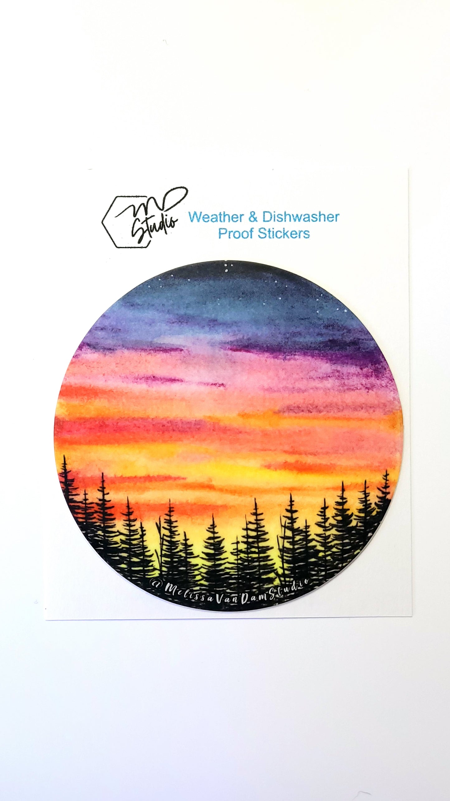 "Setting Sun" Weather Proof Sticker 75mm