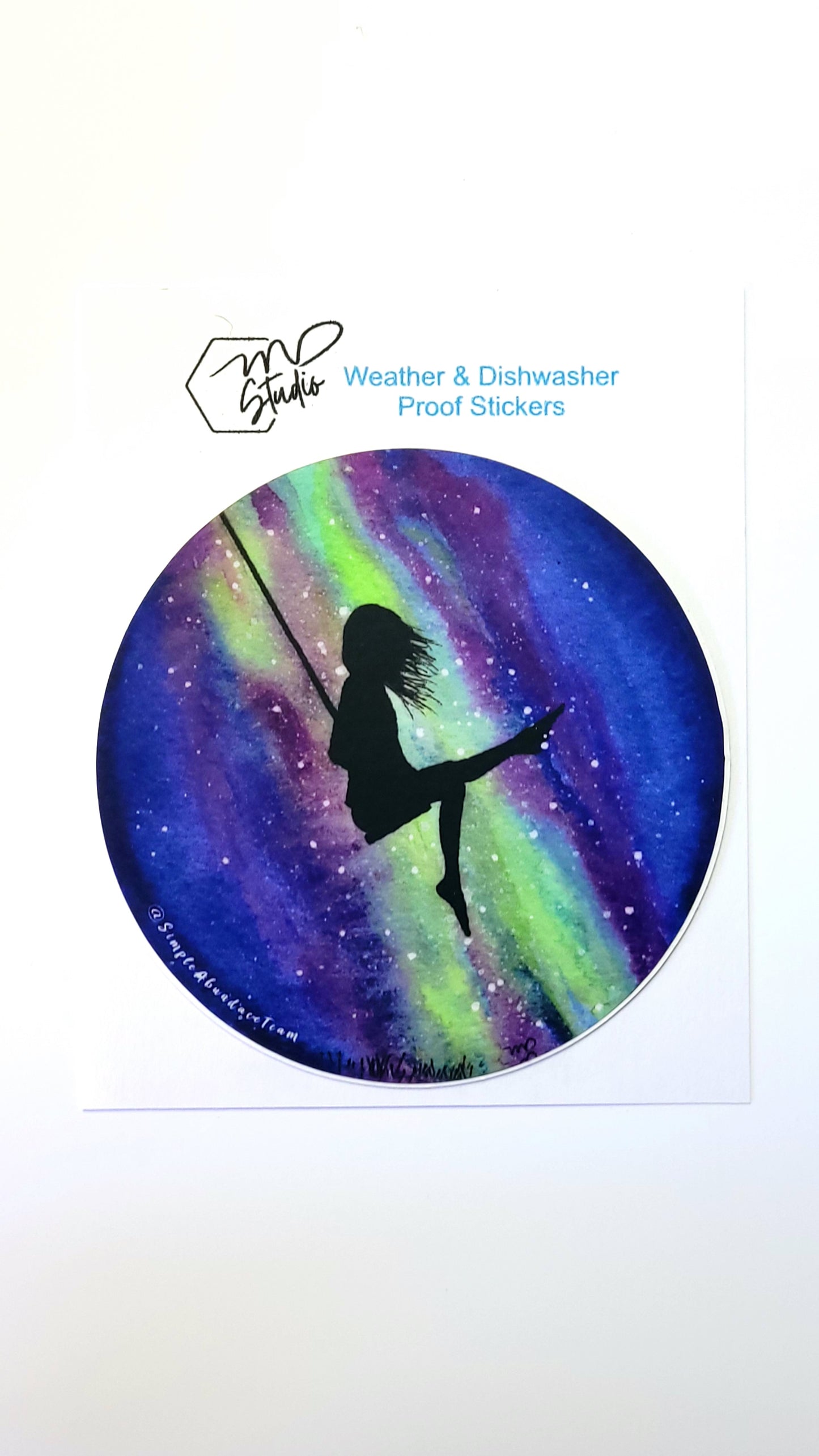 "Swing through the Sky" Weather Proof Circle Sticker 75mm