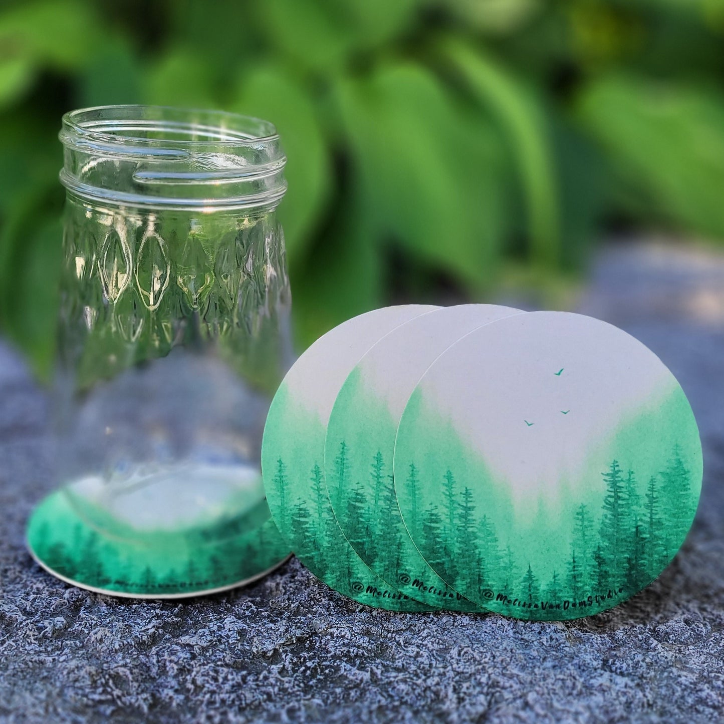 "Misty Pines" Set of 4 Bar Coasters