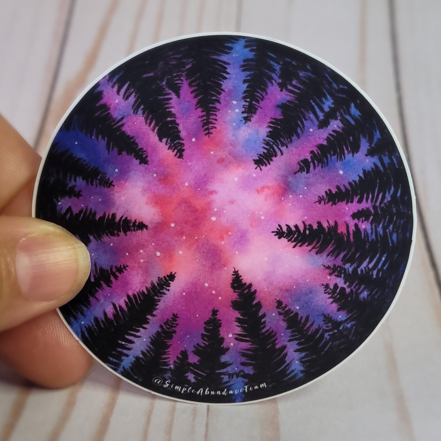 "Pink Nebula" Weather Proof Circle Sticker 75mm