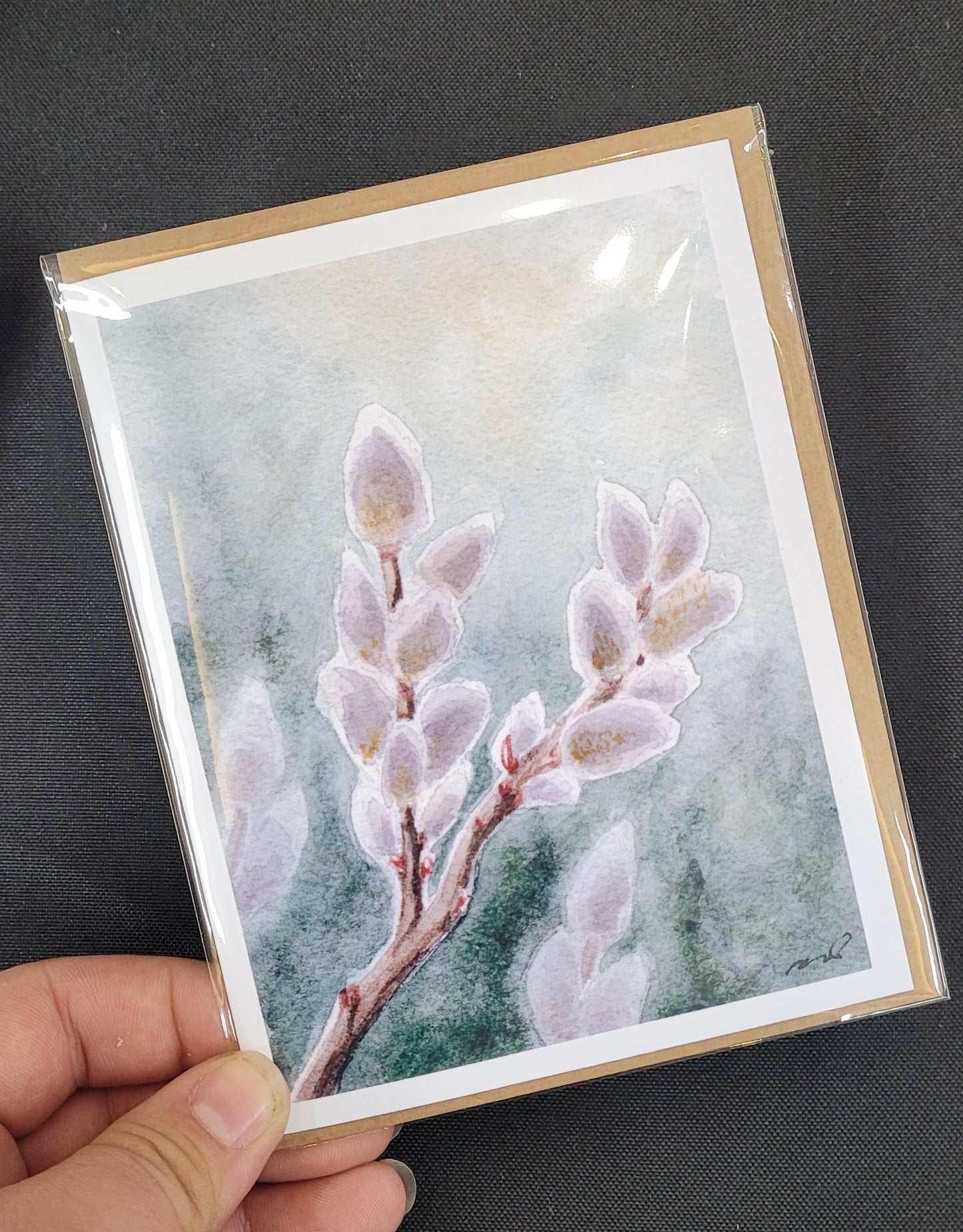 "She'll Never Be a Cat" Pussy Willow 4.25x5.5" Blank Greeting Card with Envelope