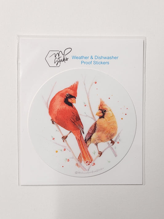 "What a Pair" Cardinal Weather Proof Sticker