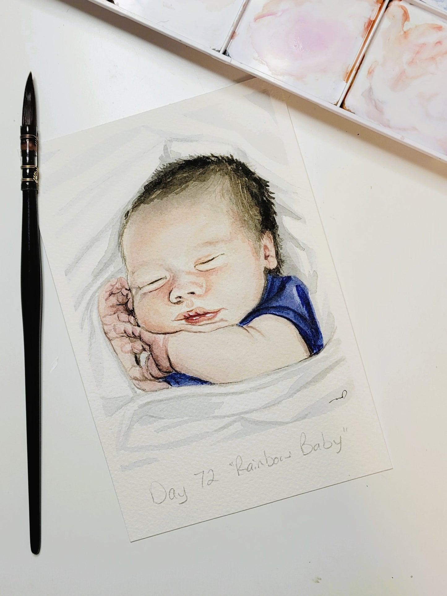 "Rainbow Baby" Day 82 4.25x5.5" Blank Greeting Card with Envelope