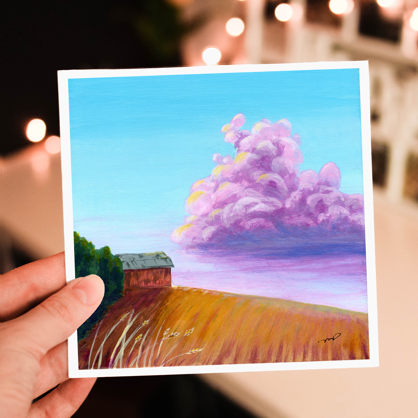 "Cotton Candy Harvest" Square Blank Greeting Card with Envelope