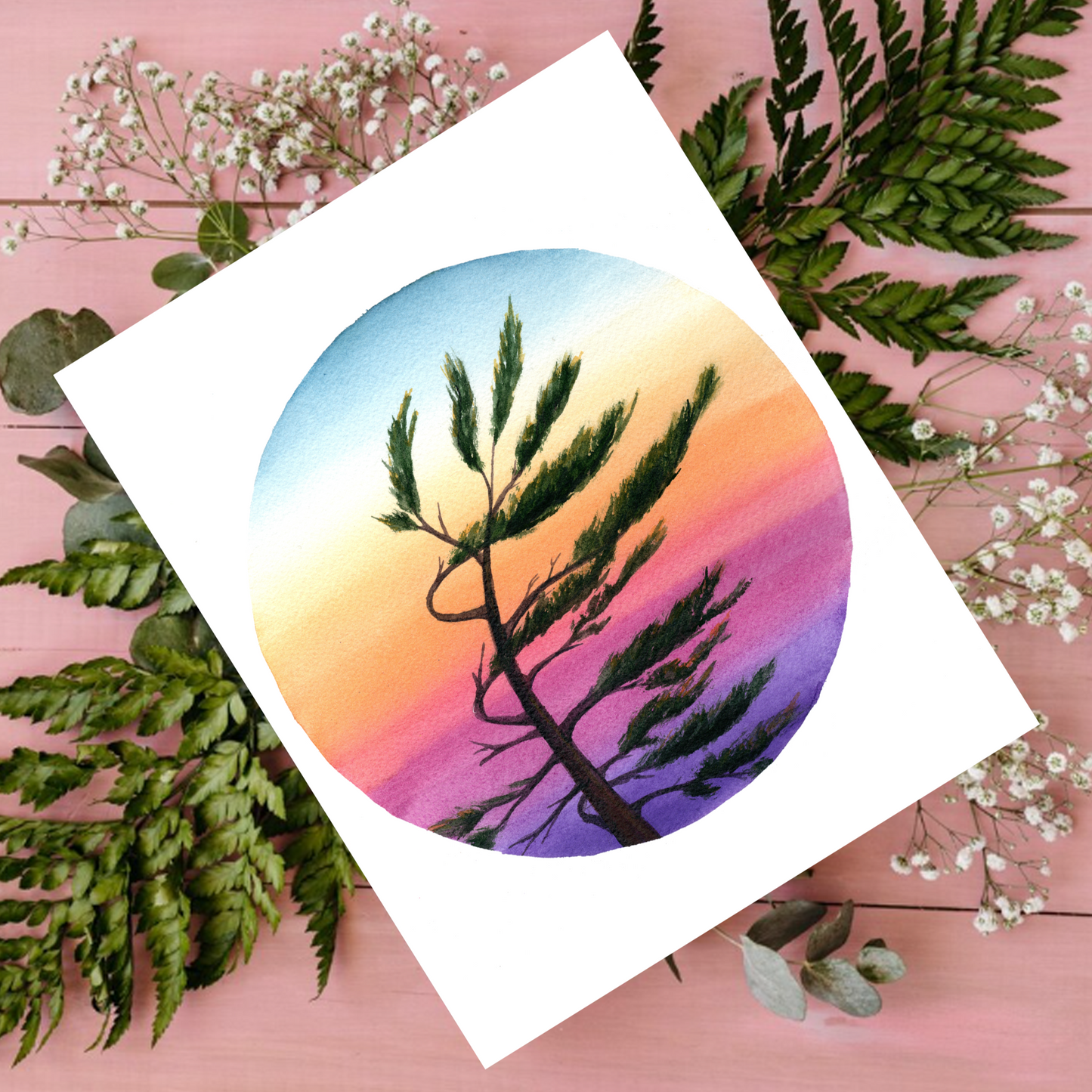 "Eden's Sunset" Muskoka Watercolour 4.25x5.5" Blank Greeting Card with Envelope
