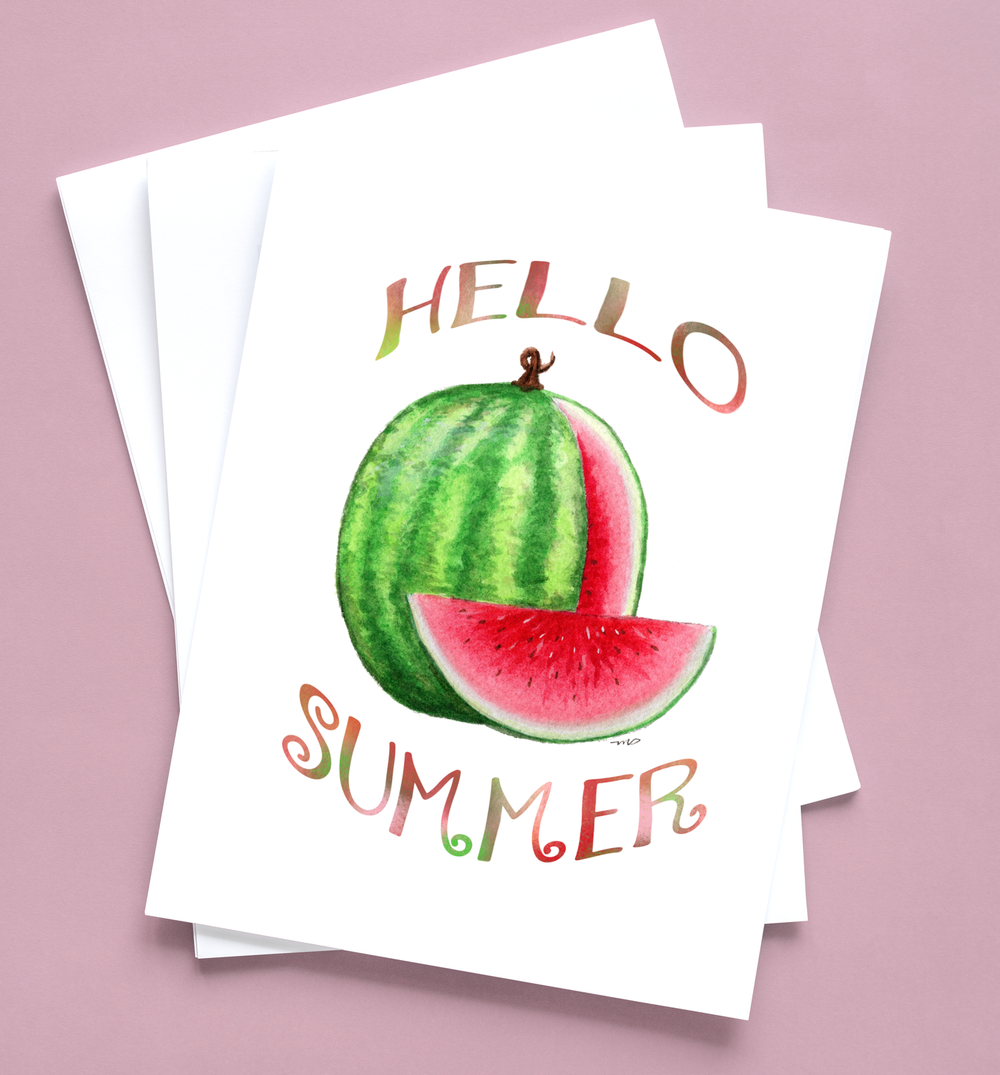 Hello Summer Watermelon 4.25x5.5" Blank Greeting Card with Envelope