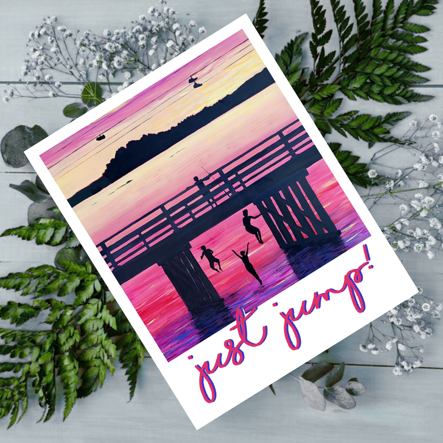 "Just Jump" 4.25x5.5" Blank Greeting Card with Envelope