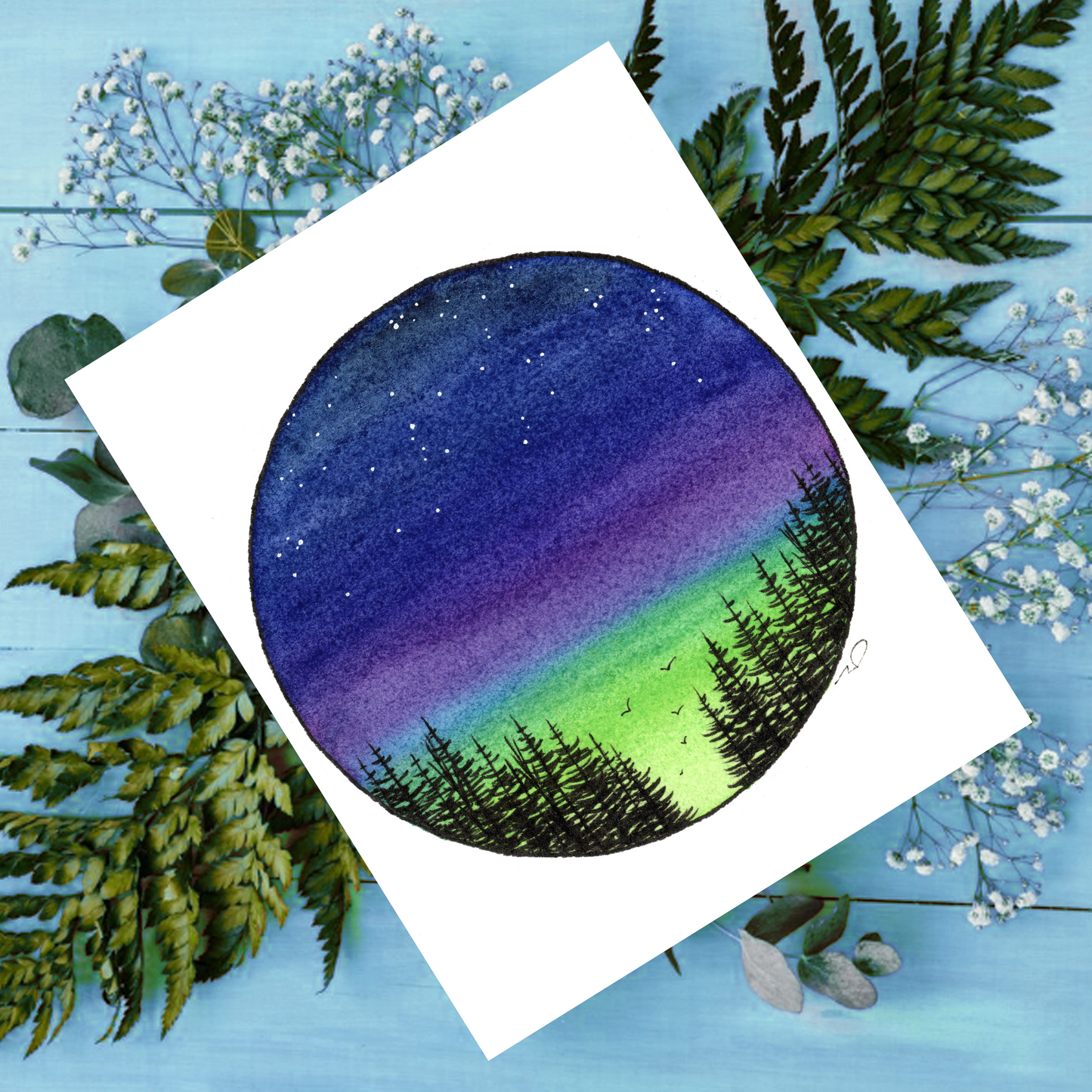 "Northern Sky" 4.25x5.5" Blank Greeting Card with Envelope