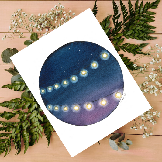 "Patio Lights" 4.25x5.5" Blank Greeting Card with Envelope