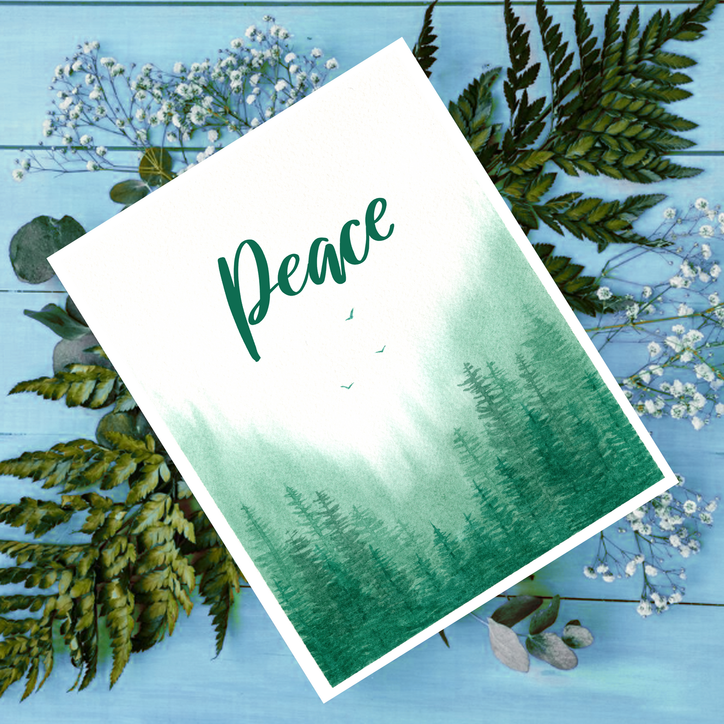 "Misty Pines" Peace 4.25x5.5" Blank Greeting Card with Envelope