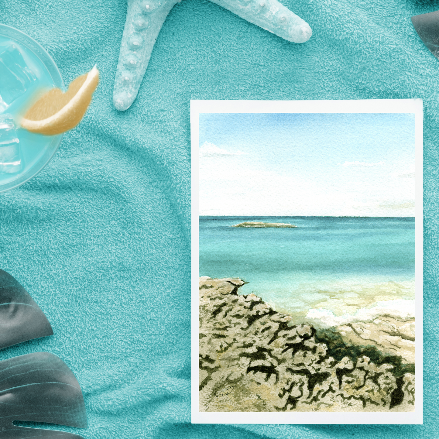 "Rose Island" 4.25x5.5" Blank Greeting Card with Envelope full