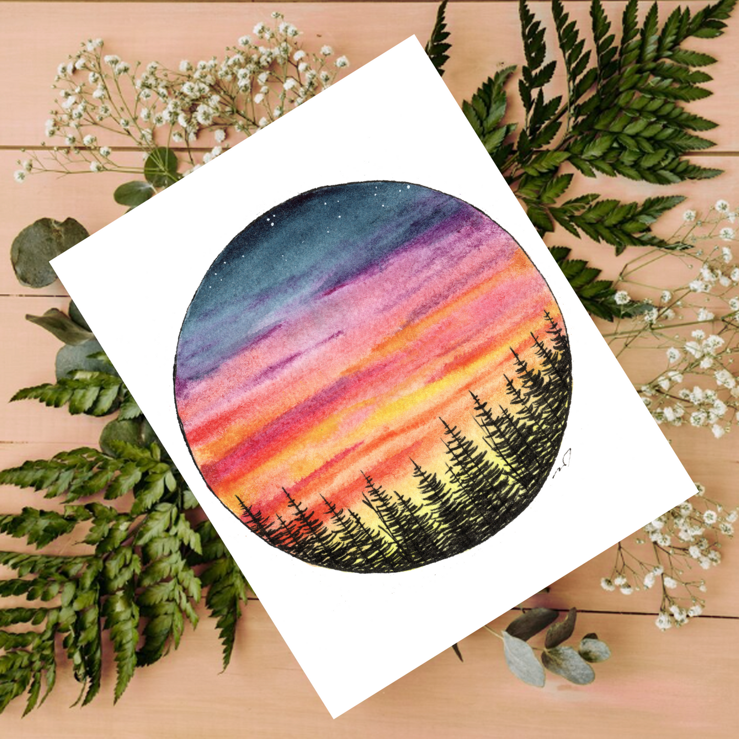 "Setting Sun" 4.25x5.5" Blank Greeting Card