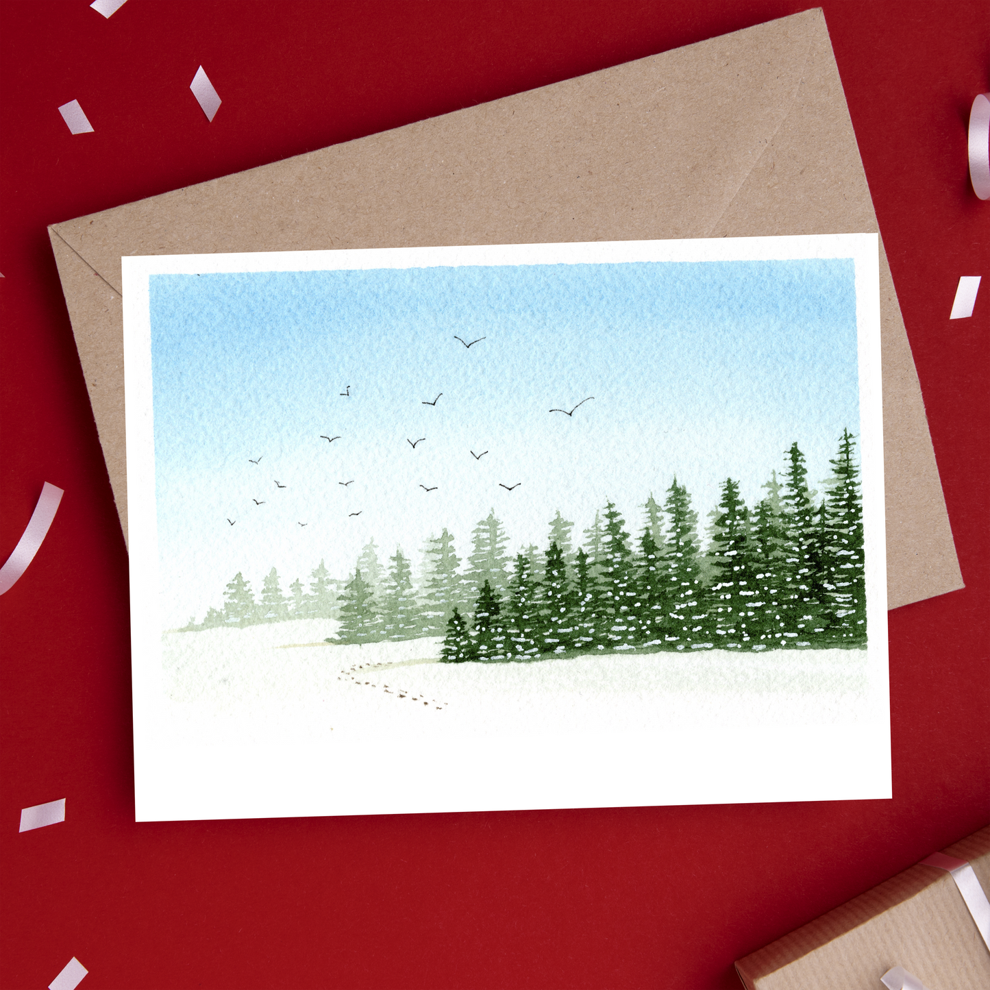 "Silent Walk" 4.25x5.5" Blank Greeting Card with Envelope