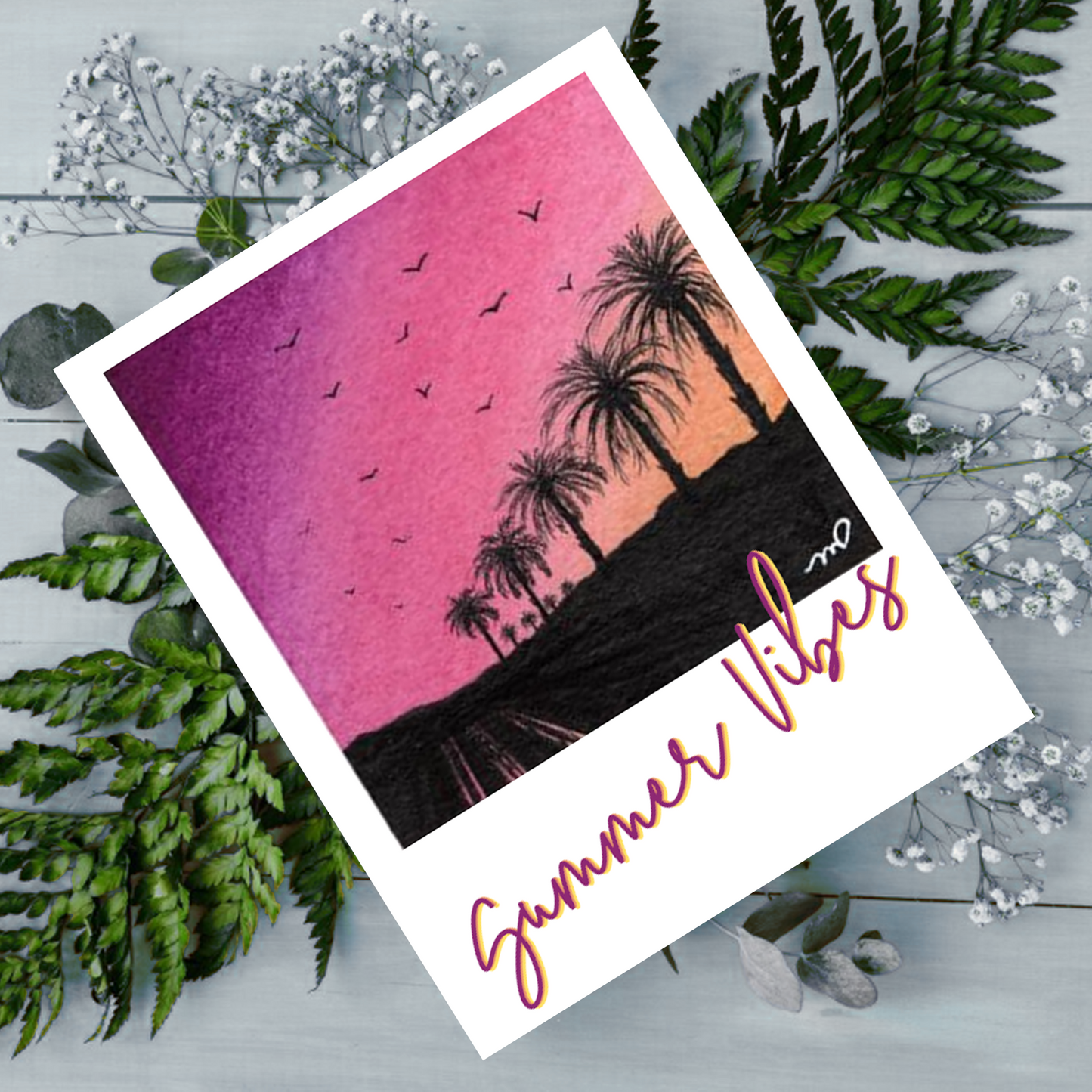 "Summer Vibes" 4.25x5.5" Blank Greeting Card with Envelope full