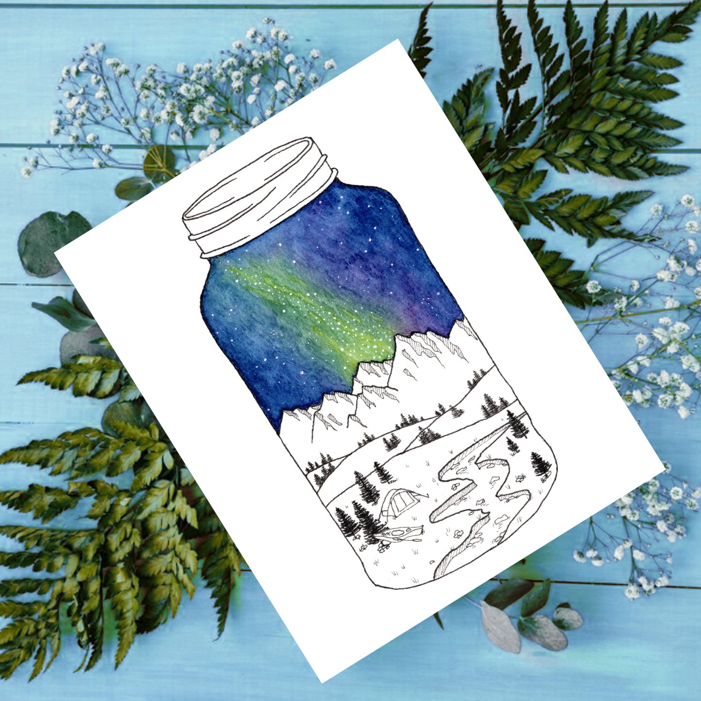 "Summer In a Jar" 4.25x5.5" Blank Greeting Card with Envelope