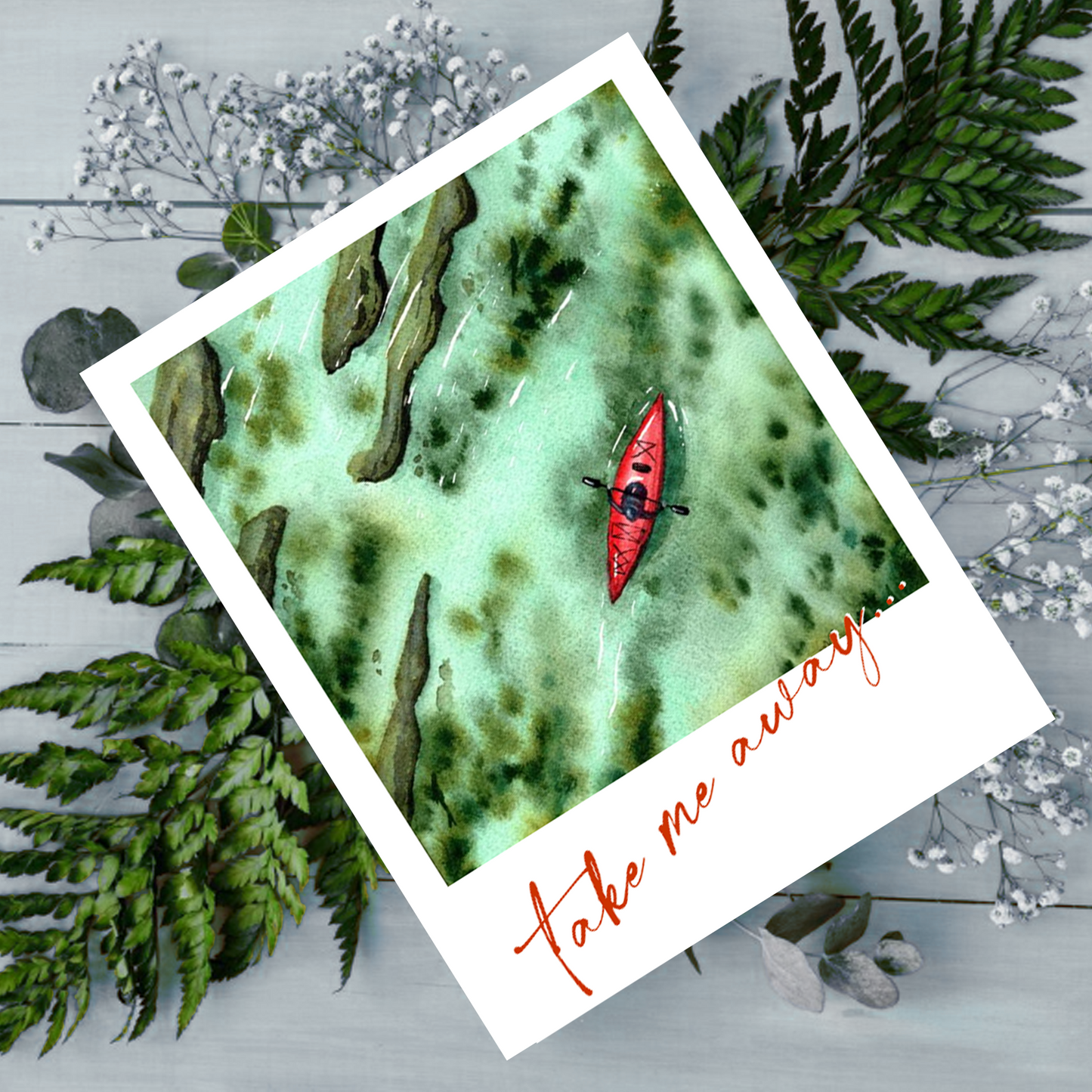 "Take Me Away" 4.25x5.5" Blank Greeting Card with Envelope