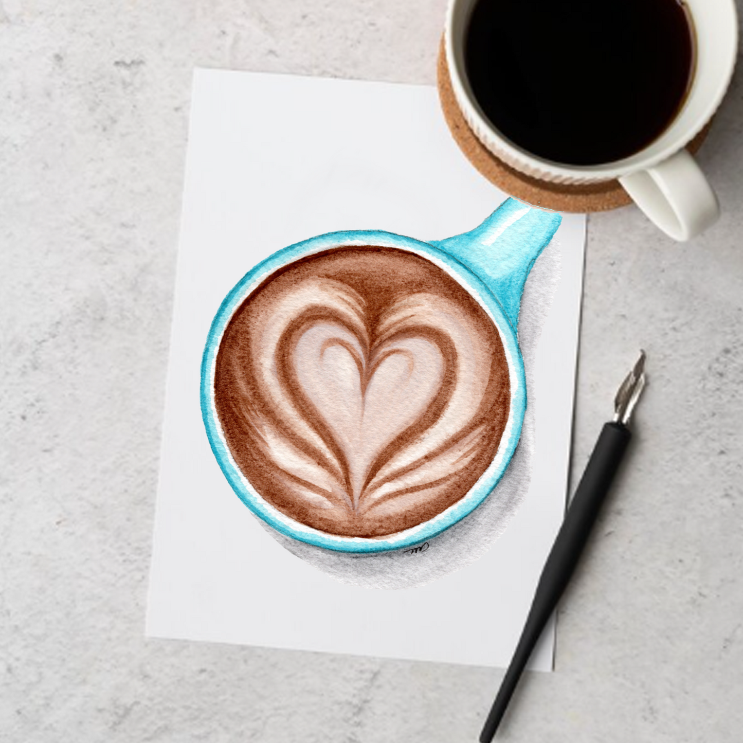 "Latte" 4.25x5.5" Blank Greeting Card with Envelope