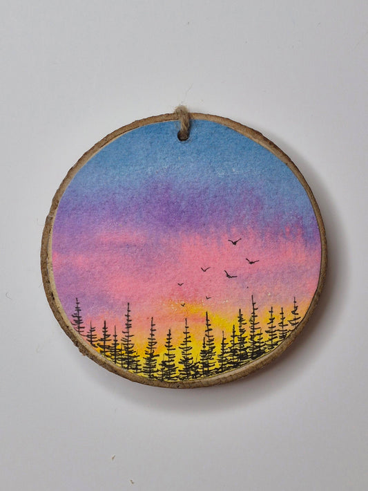 Hand Painted Wood Slice Ornaments - Medium