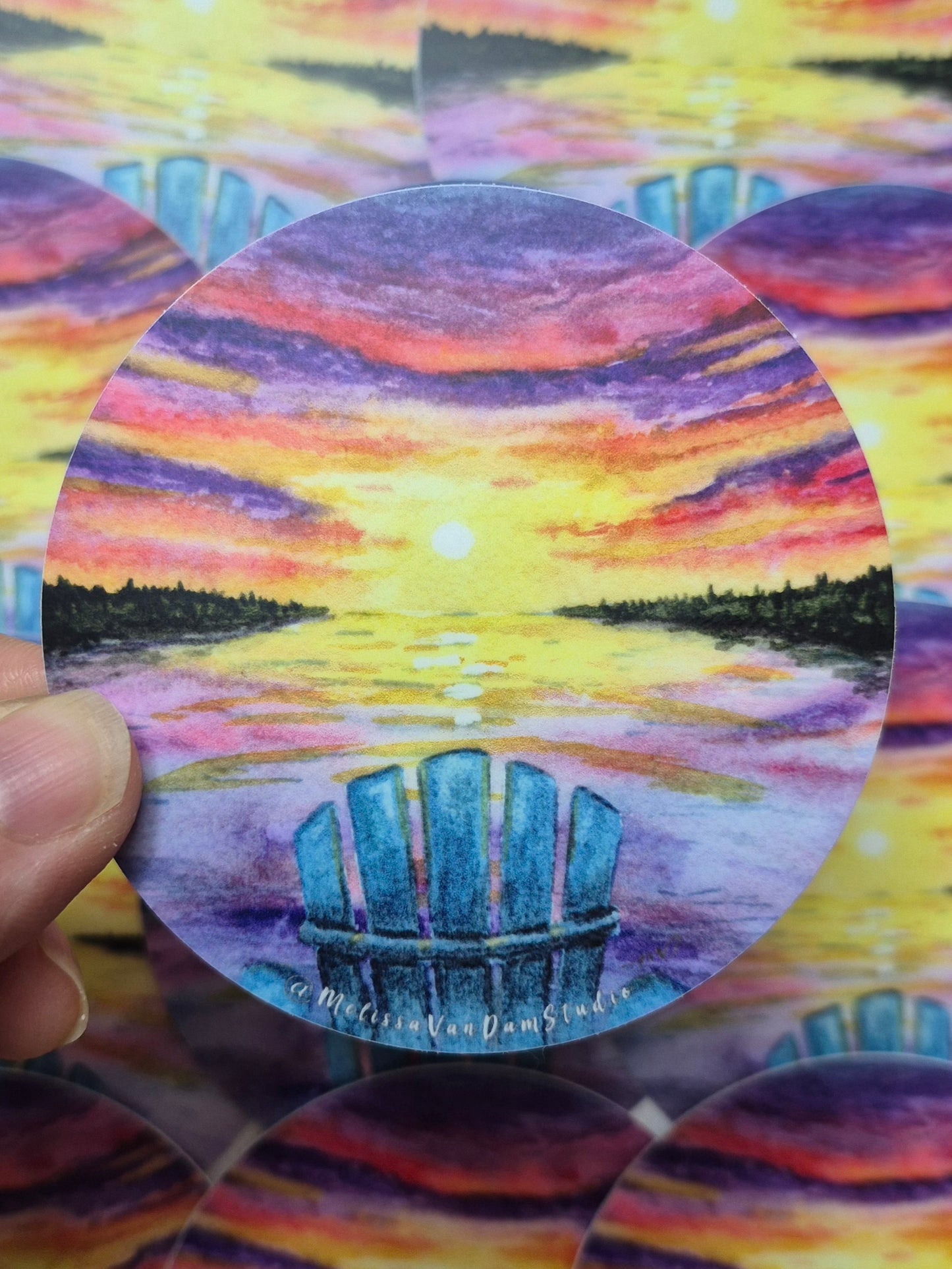 "Muskoka View" Weather Proof Circle Sticker 75mm