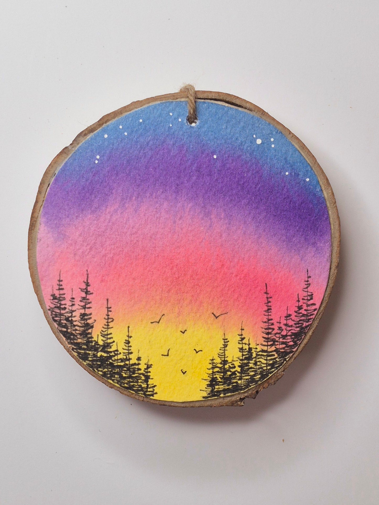 Hand Painted Wood Slice Ornaments - Large