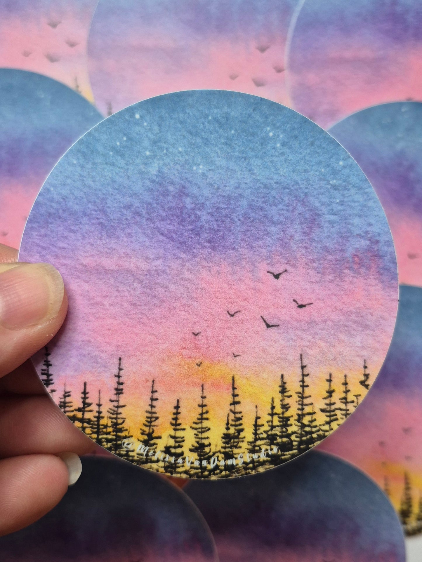 "Tie Dye Sky" Weather Proof Circle Sticker 75mm