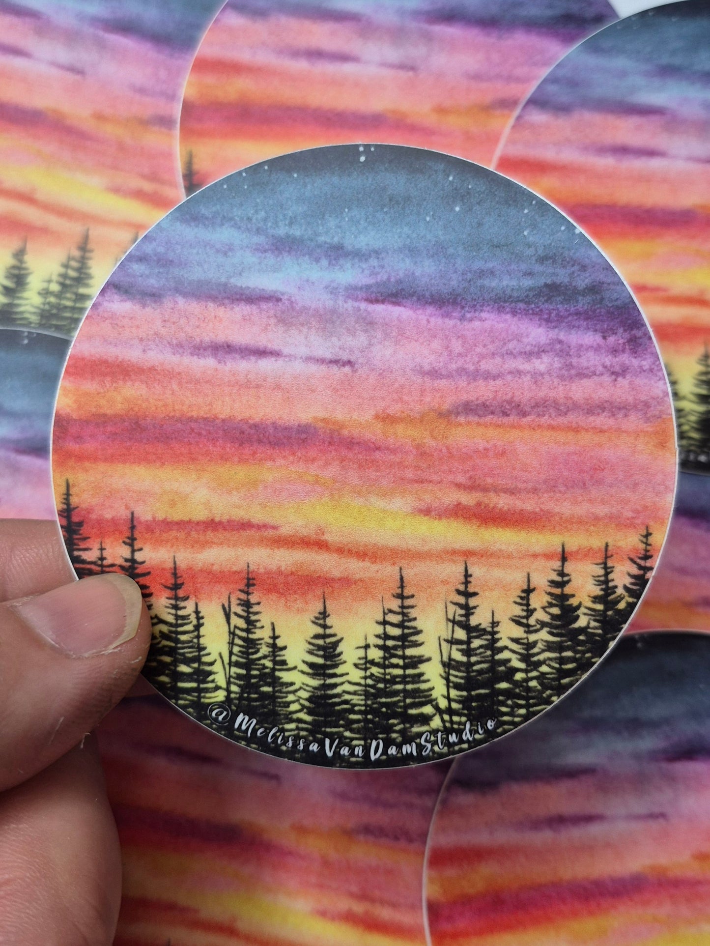 "Setting Sun" Weather Proof Sticker 75mm