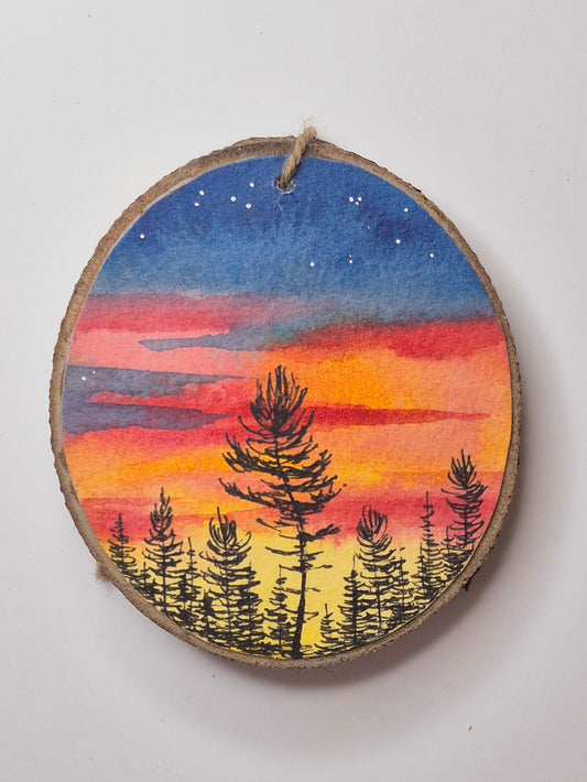 Hand Painted Wood Slice Ornaments - Large