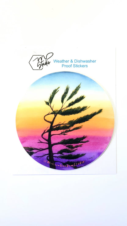 "Eden's Sunset" Weather Proof Circle Sticker 75mm