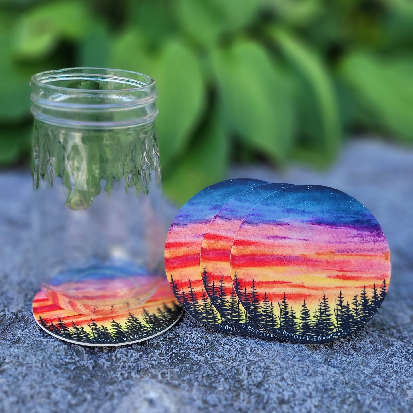 "Setting Sun" Set of 4 Bar Coasters