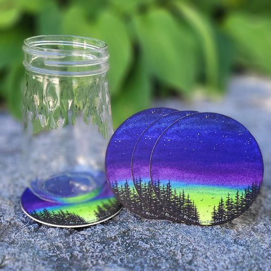 "Northern Sky" Set of 4 Bar Coasters