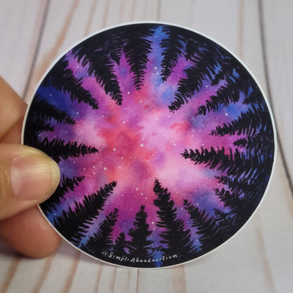 "Pink Nebula" Weather Proof Circle Sticker 75mm