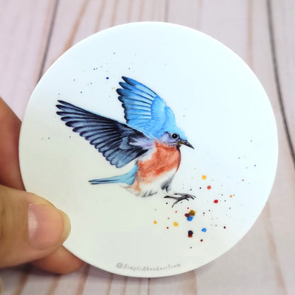 "Make a Splash" Weather Proof Bird Sticker 75mm Circle
