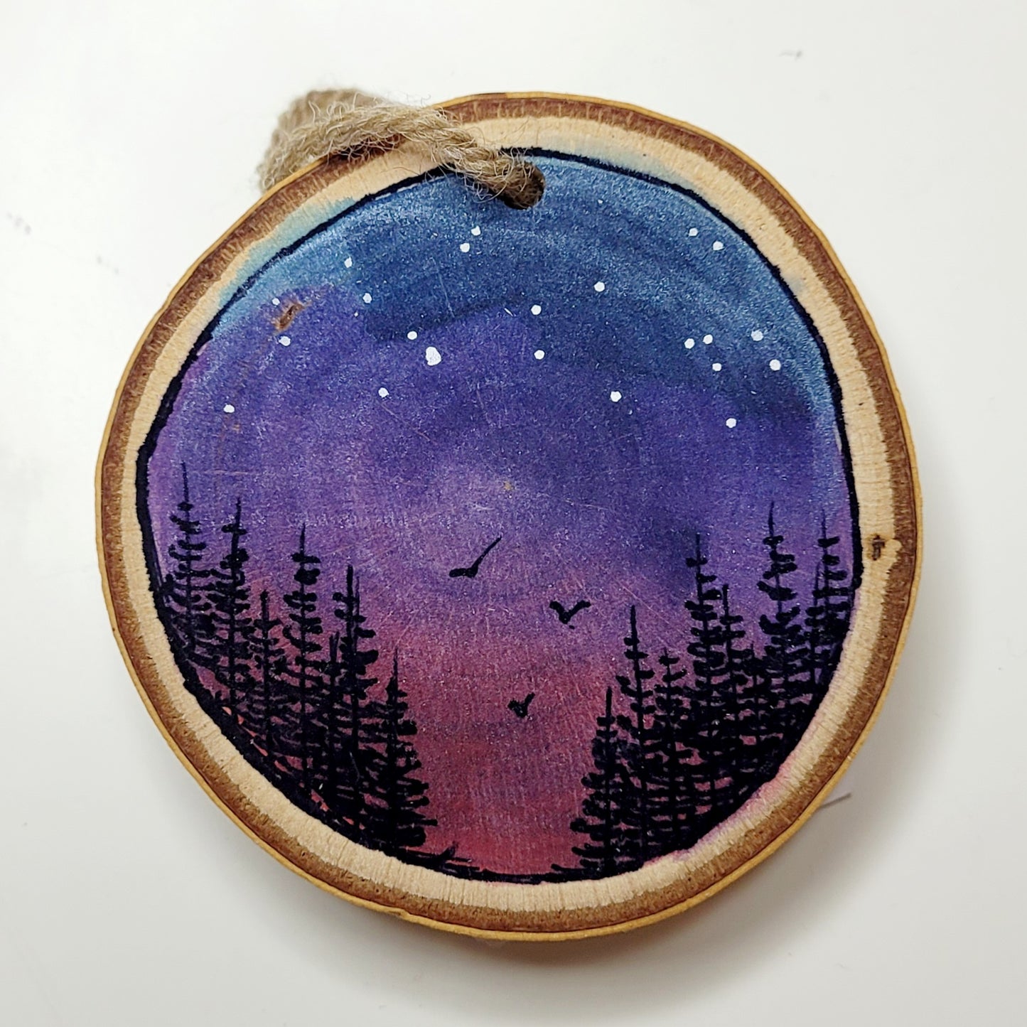 Hand Painted Wood Slice Ornaments - Small