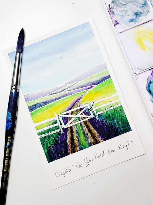 "Do You Hold the Key?" Day 23 Farm Field with Gate