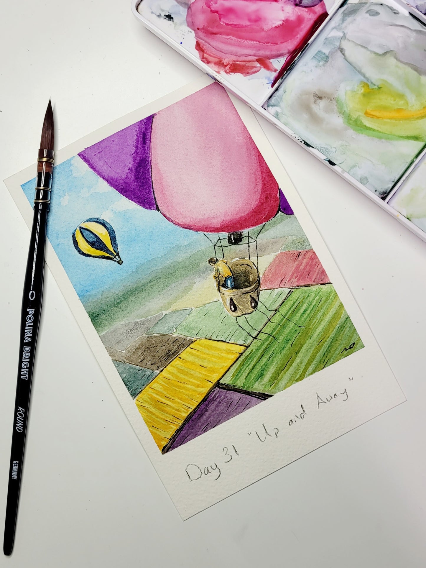 "Up an Away" Hot Air Balloon Day 31 Greeting Card