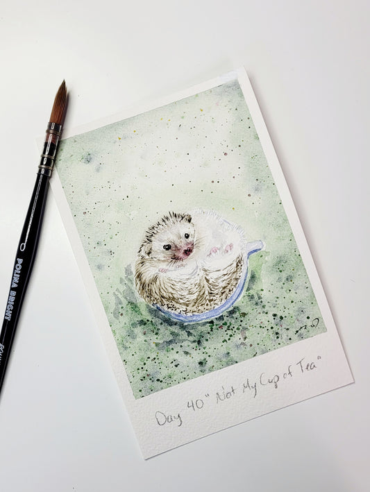 "Not My Cup of Tea"  Hedgehog Day 40 Greeting Card