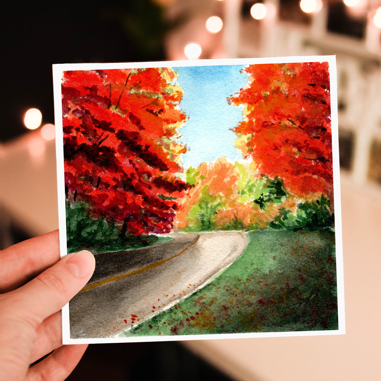 "Around the Bend" Square Blank Greeting Card with Envelope