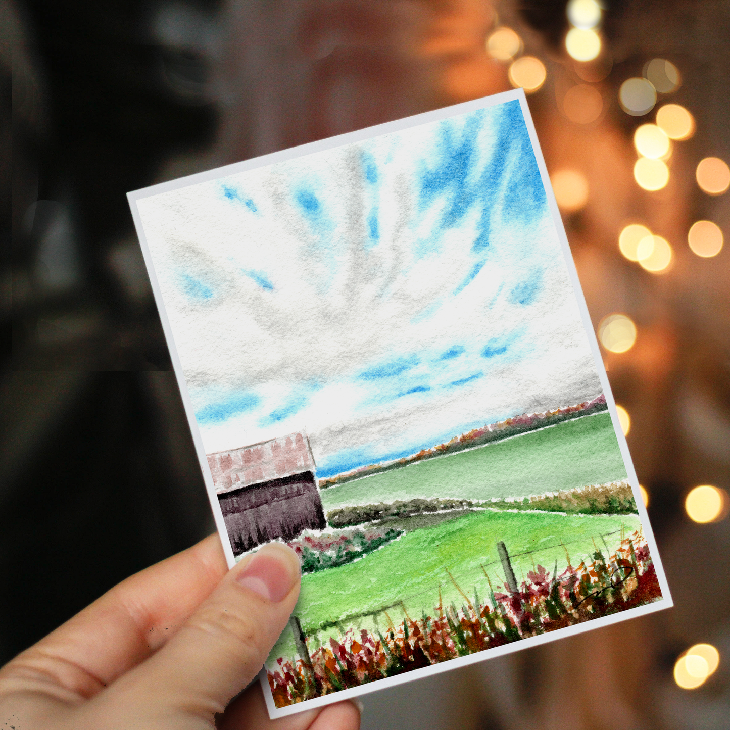 "Autumn Barn" 4.25x5.5" Blank Greeting Card with Envelope