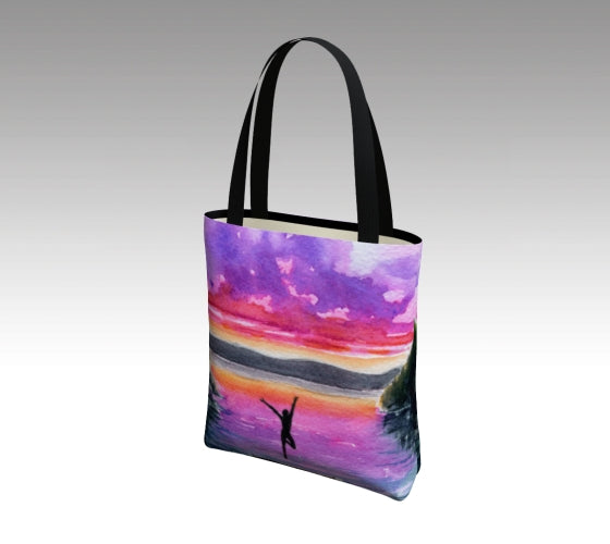 Tote Bag "Leap" Day 89 Jumping off a dock into a lake