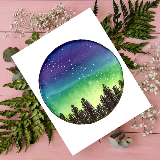 "Northern Lights" 4.25x5.5" Blank Greeting Card with Envelope