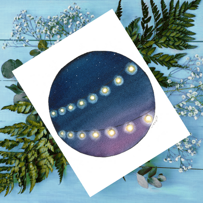 "Patio Lights" 4.25x5.5" Blank Greeting Card with Envelope