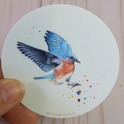 "Make a Splash" Weather Proof Bird Sticker 75mm Circle