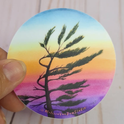 "Eden's Sunset" Weather Proof Circle Sticker 75mm