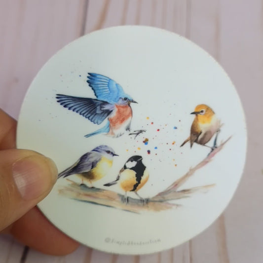 "Crashing In" Weather Proof Bird Sticker
