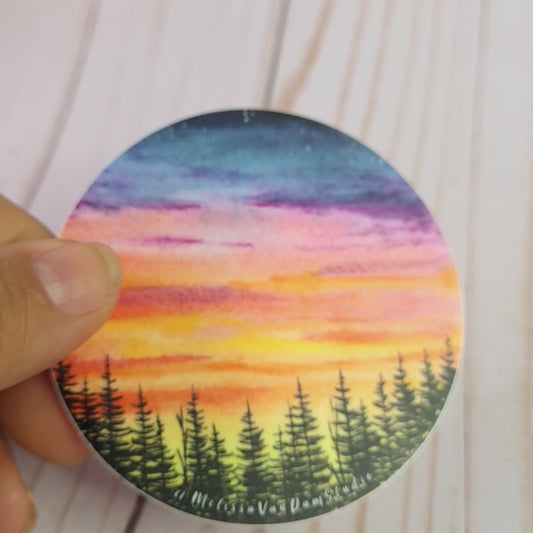 "Setting Sun" Weather Proof Sticker 75mm