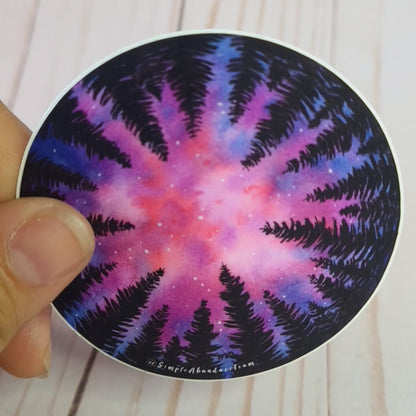 "Pink Nebula" Weather Proof Circle Sticker 75mm