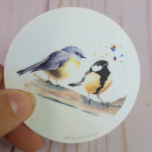 "Two Friends" Weather Proof Bird Sticker