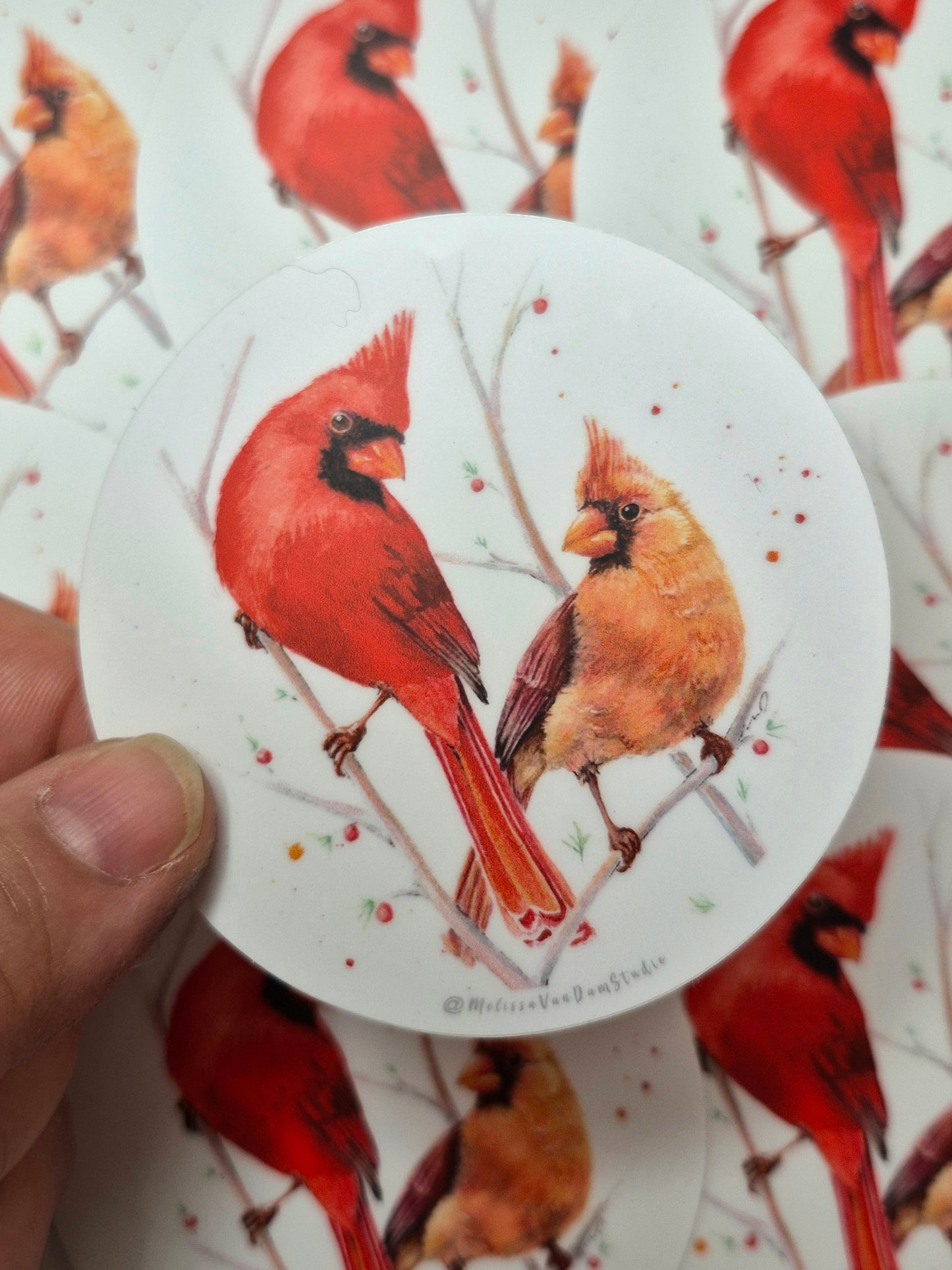 "What a Pair" Cardinal Weather Proof Sticker