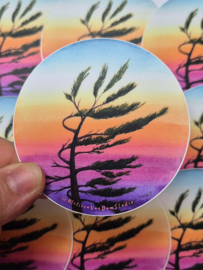"Eden's Sunset" Weather Proof Circle Sticker 75mm